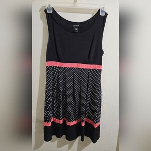 Women's Cute Black & Rose Colored Sleeveless Dress w/ Polka Dots- Size 14P